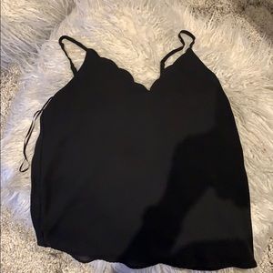 Scalloped Black Top